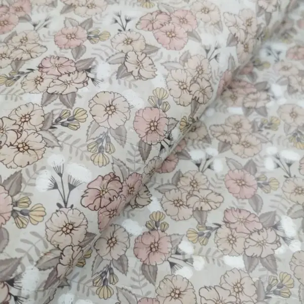 This is a flowers printed pattern on cork fabric