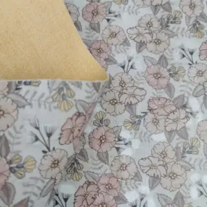 This is a flowers printed pattern on cork fabric