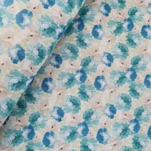 This is a flowers printed pattern on cork fabric