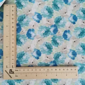 This is a flowers printed pattern on cork fabric