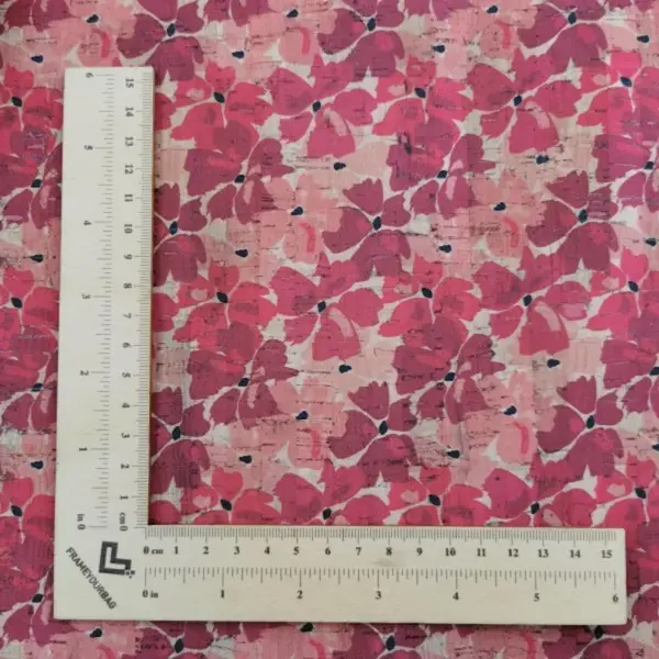 This is a flowers printed pattern on cork fabric