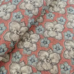 This is a flowers printed pattern on cork fabric