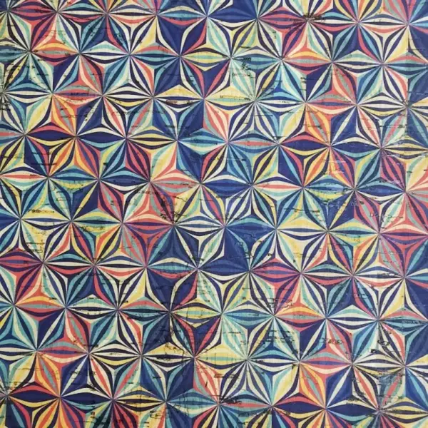 This is a geometric printed pattern on cork fabric