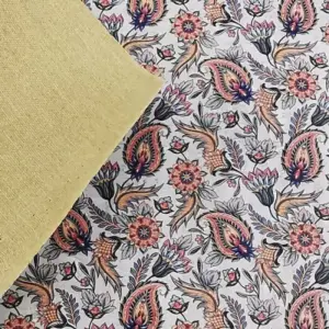 This is a paisley printed pattern on cork fabric