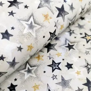 This is a stars printed pattern on cork fabric