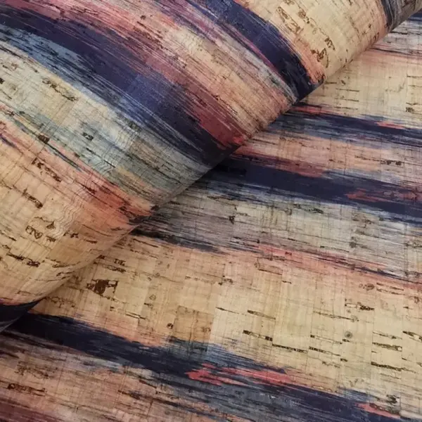 This is a stripes printed pattern on cork fabric