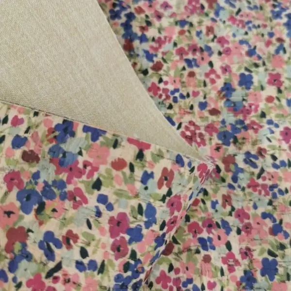 This is a flowers printed pattern on cork fabric