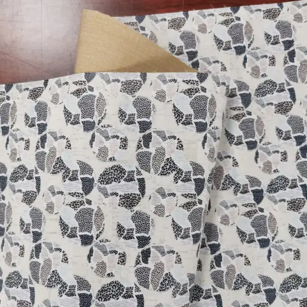 This is a leopard printed pattern on cork fabric