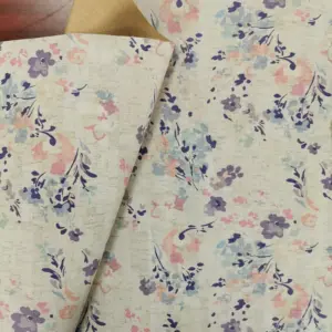 This is a flowers printed pattern on cork fabric