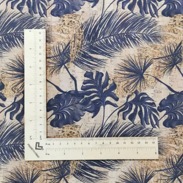 This is a flowers printed pattern on cork fabric