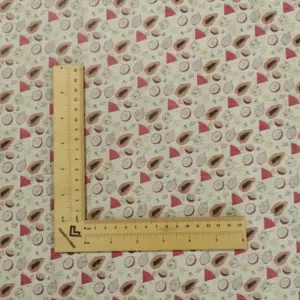 This is a fruits printed pattern on cork fabric