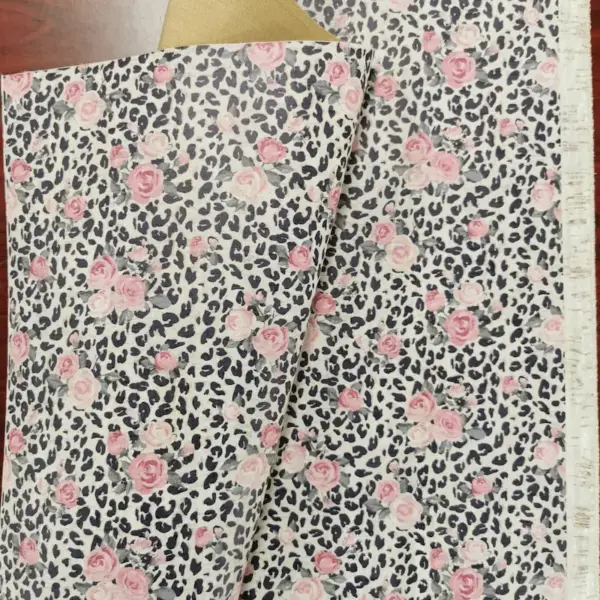 This is a leopard printed pattern on cork fabric