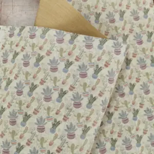 This is a succulents printed pattern on cork fabric