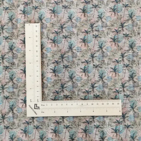 This is a tropical printed pattern on cork fabric