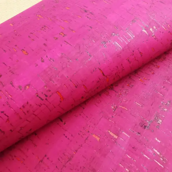 This is a fuchsia rustic cork fabric