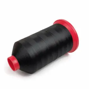 This is a black polyester sewing thread