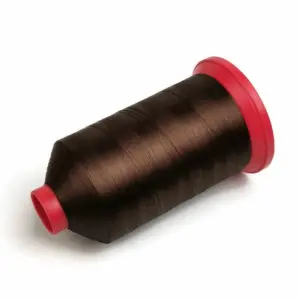 This is a brown polyester sewing thread